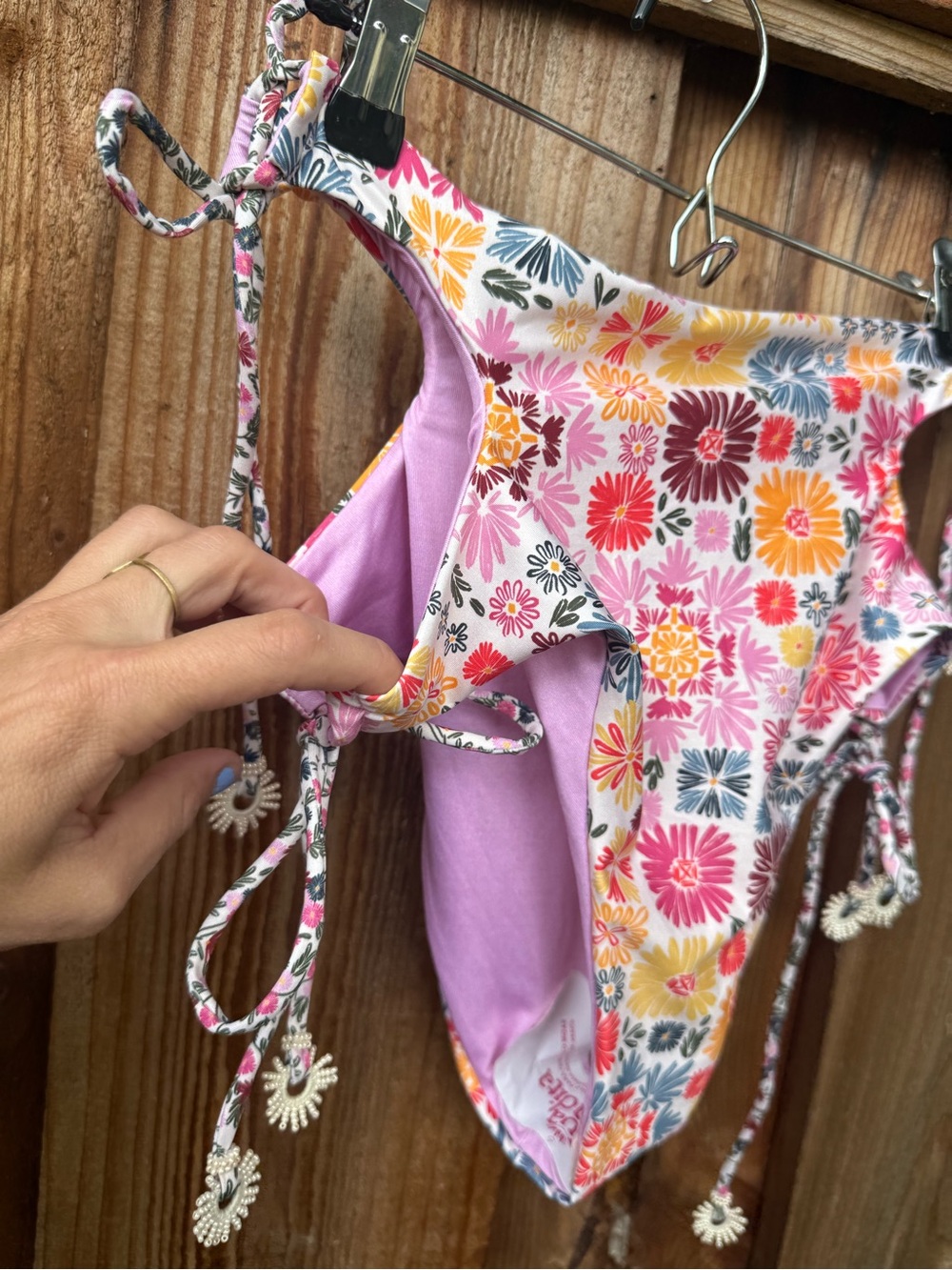Agua Bendita Floral Tie-Side Bikini Bottom in Pink, Yellow, Red, Blue - Picture 2 of 4